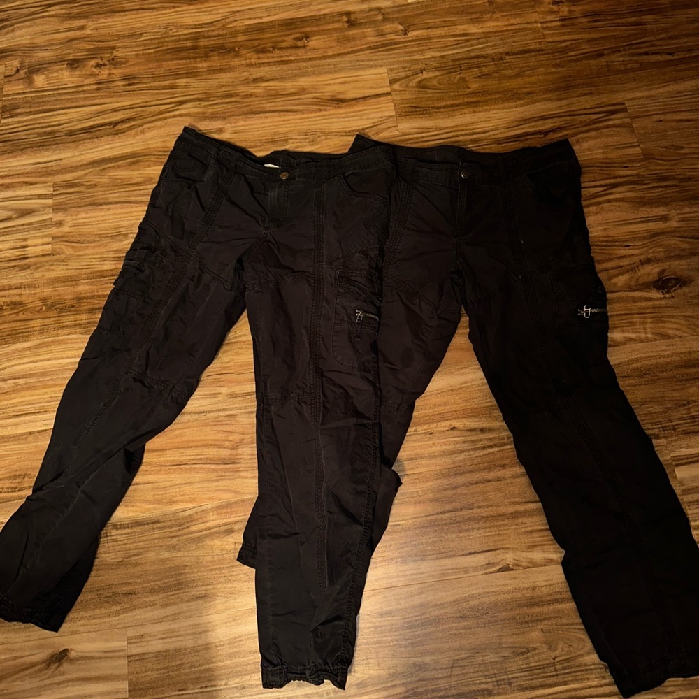 Victoria's Secret London Jean Black Poplin Cargo Pants Set x2 size 14